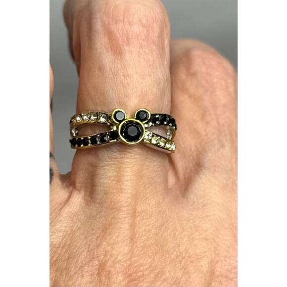 Mouse Shaped Black Onyx Syn Cubic ZIrconia RIbbons of Crystals Size 8 - Picture 4 of 14